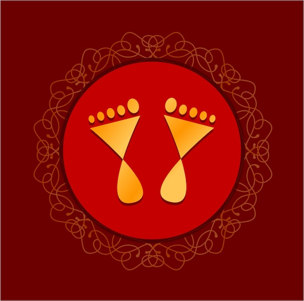 Laxmi footprints vector icon Golden footprint icon