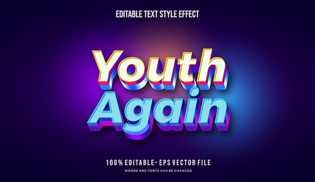 Layered vibes nineties theme type text style effect. Editable vector format