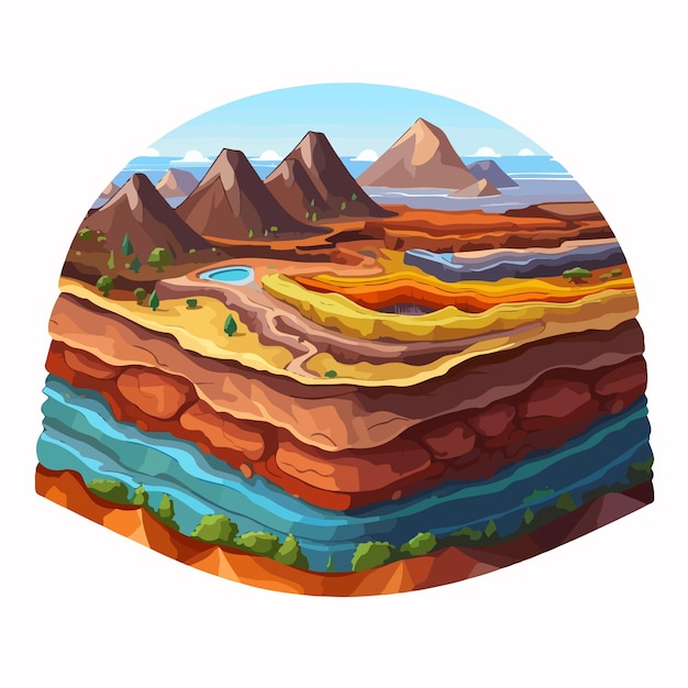 Vector layers of the earth vector illustration educational geology diagram