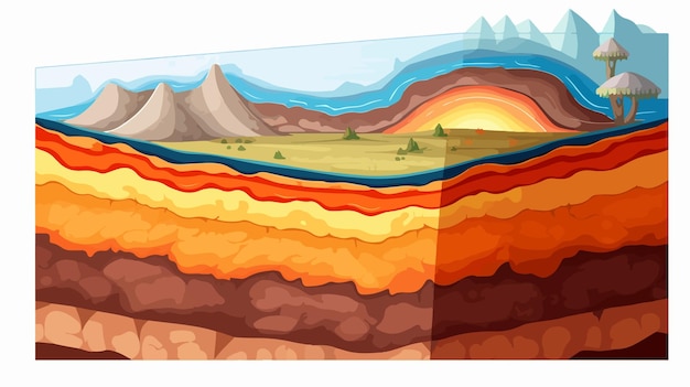 Vector layers of the earth on white background illustration