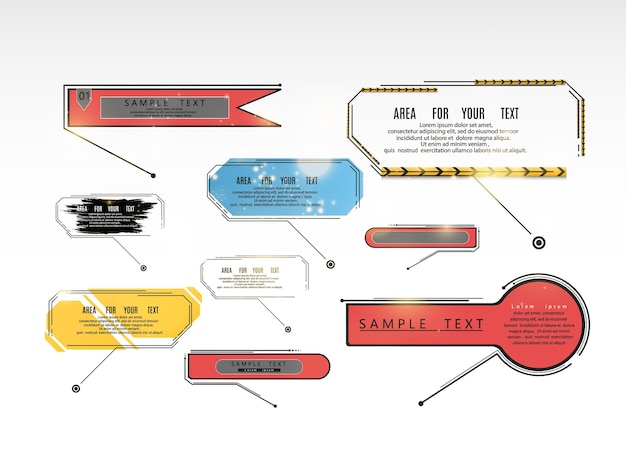 Layout element for web, brochure, infographic. Digital callouts titles on a transparent background