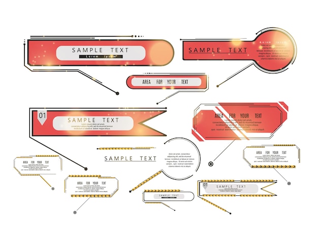 Layout element for web, brochure, infographic. Digital callouts titles on a transparent background