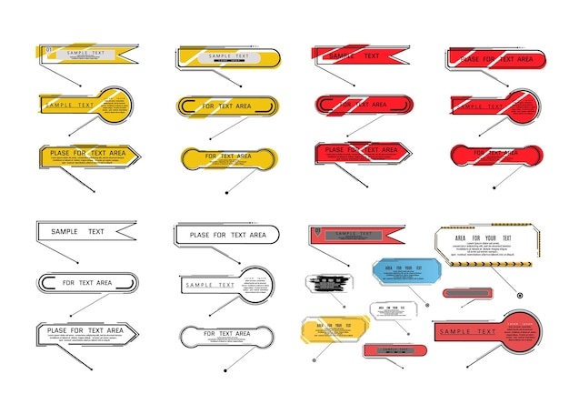 Layout element for web, brochure, infographic. Digital callouts titles on a transparent background