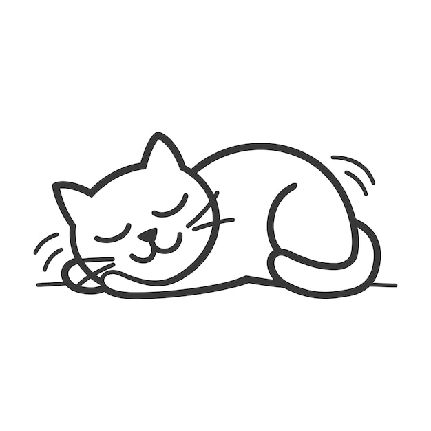 lazy cat animal tired minimalist line art icon logo symbol