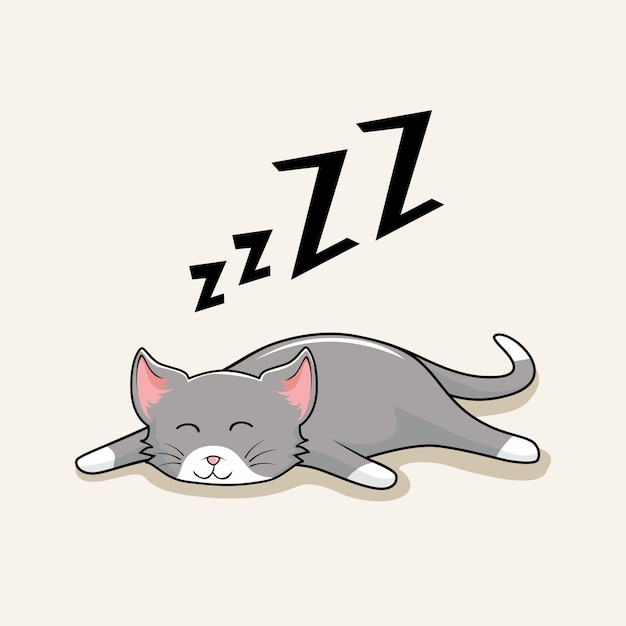 Lazy Cat Cartoon Kitty Sleep Cute