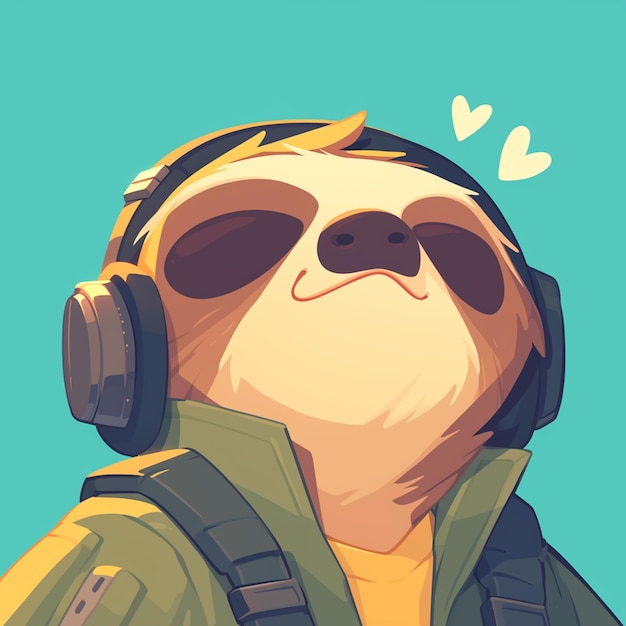 A lazy sloth pilot cartoon style