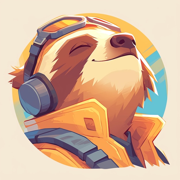 A lazy sloth pilot cartoon style