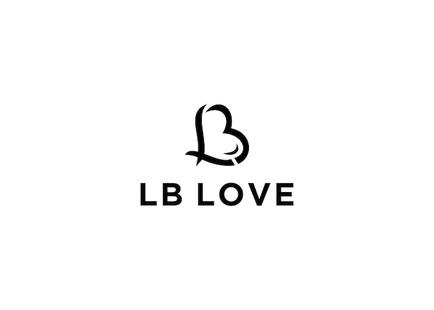 lb love logo design vector illustration