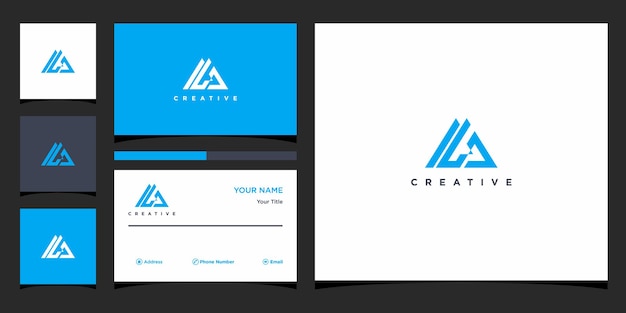 lc logo design with business card template Premium Vector