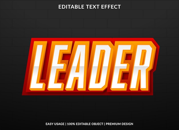 leader editable text effect template use for business brand and logo