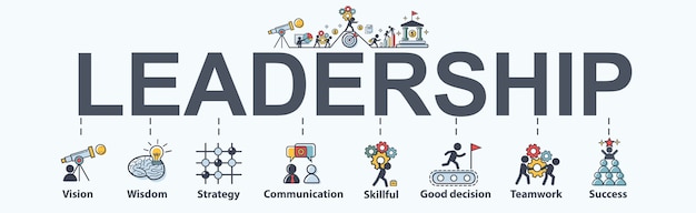 Leadership banner web icon for business.