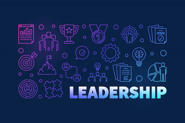 Leadership colored horizontal outline illustration