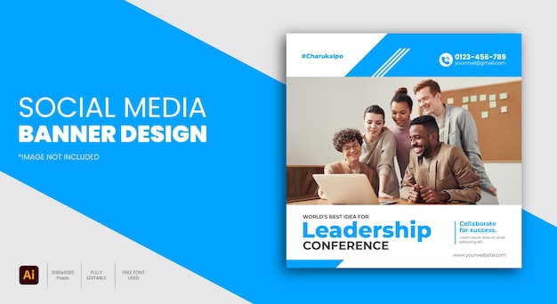 Leadership conference instagram post and social media banner template