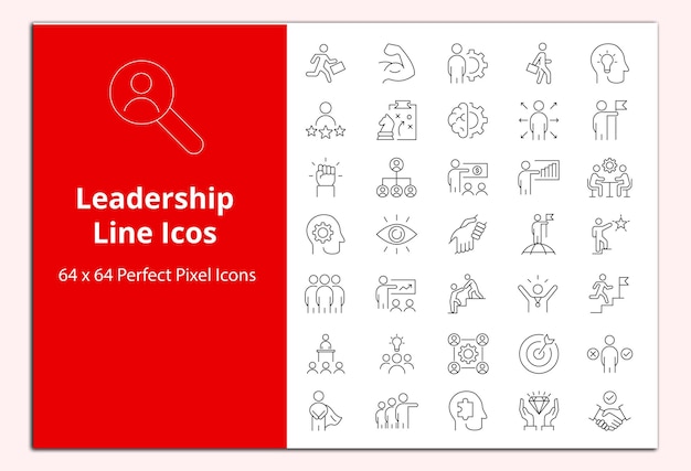 Leadership Line icons vectors set