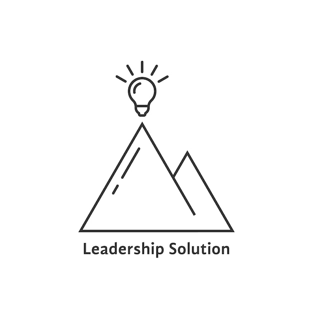 Vector leadership solution logo with bright bulb. concept of lamp, brainstorm, tourism, mission, strategy, ray, victory. flat style trend modern leadership logo design vector illustration on white background