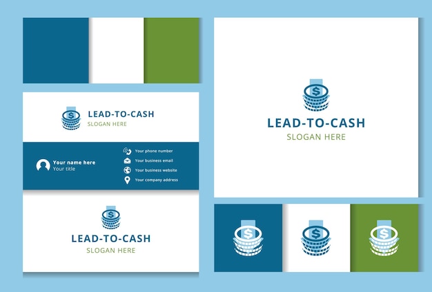 Leadtocash logo design with editable slogan branding book