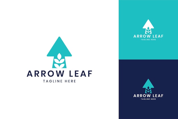 Leaf arrow negative space logo design