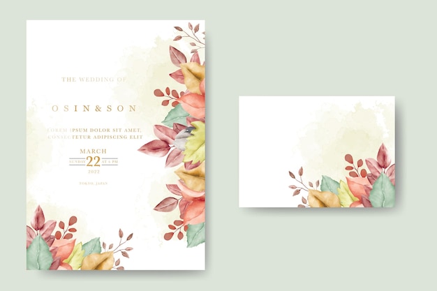 Leaf autumn fall wedding invitation card