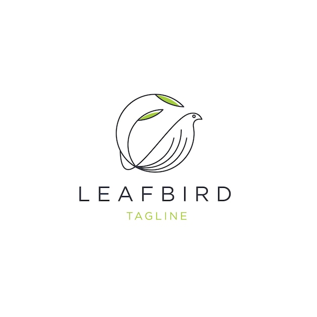 Leaf birds line logo icon design template