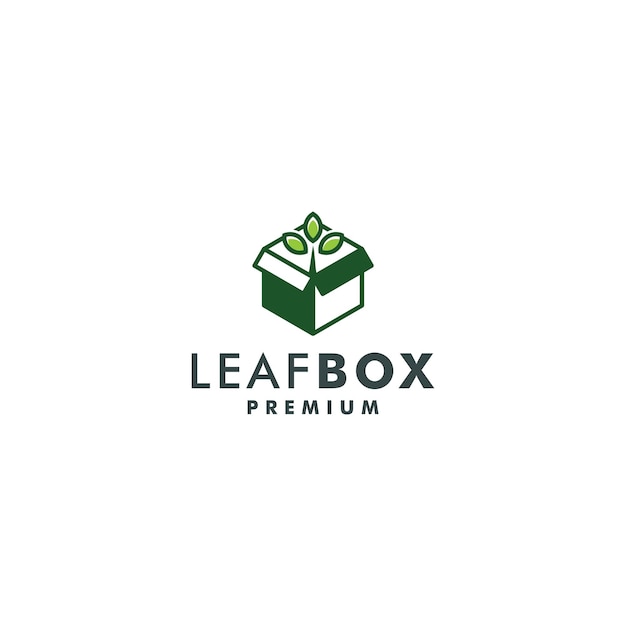 Leaf box logo design template nature icon logotype vector