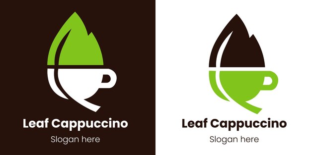 Leaf Cappuccino Logo design inspiration isolated on white and brown background vector