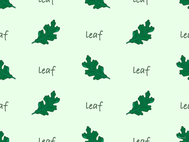 Leaf cartoon character seamless pattern on green background