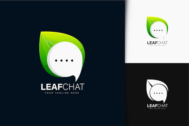 Leaf chat logo design with gradient