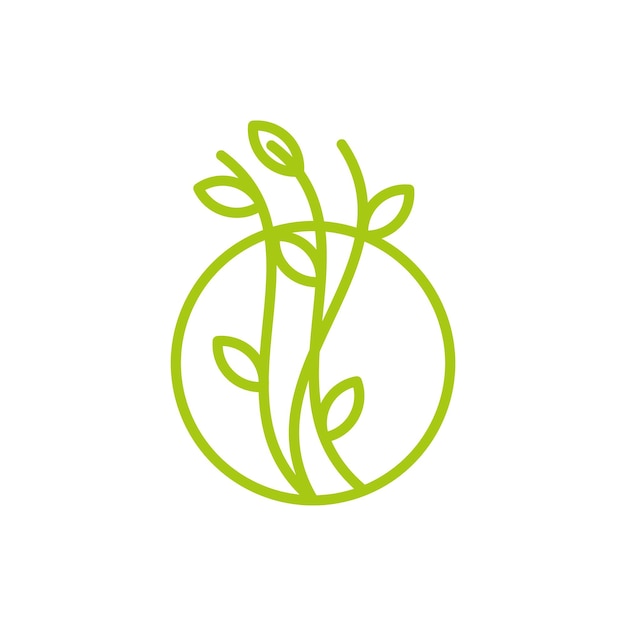 leaf circle logo vines linear style simple modern vector design