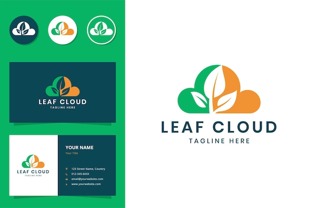 Leaf cloud negative space logo design