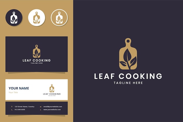 Leaf cooking negative space logo design