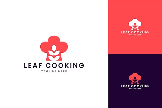 Leaf cooking negative space logo design