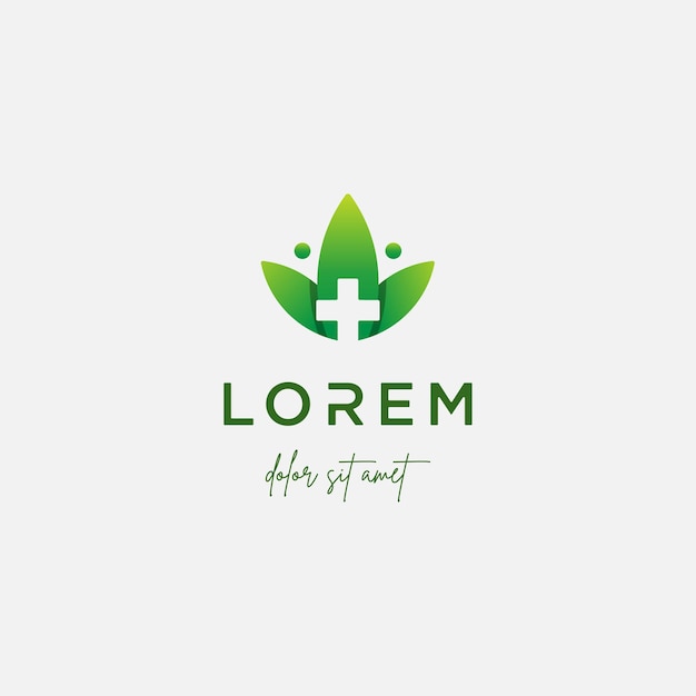 Leaf cross logo design vector nature medicine icon