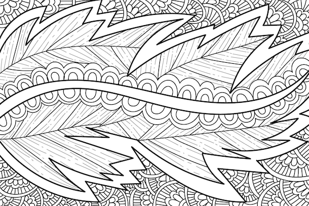 Leaf decorative coloring page in detailed henna style