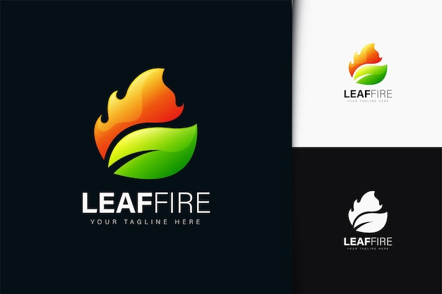 Leaf fire logo design with gradient