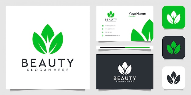 Leaf flower logo illustration  graphic  in modern style. Good for plants, green, brand, advertising, and business card