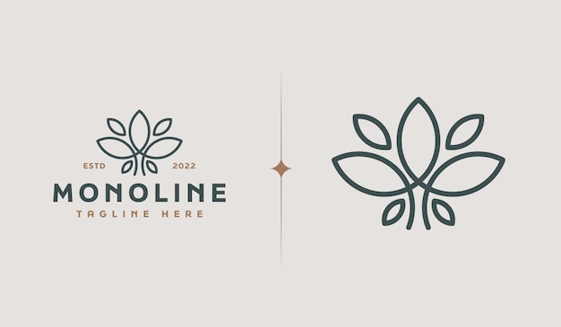 Leaf Flower Tree monoline Universal creative premium symbol Vector sign icon logo template Vector illustration