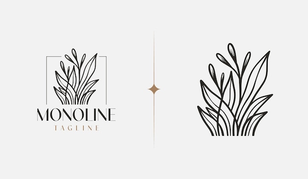 Leaf Flower Tree monoline Universal creative premium symbol Vector sign icon logo template Vector illustration