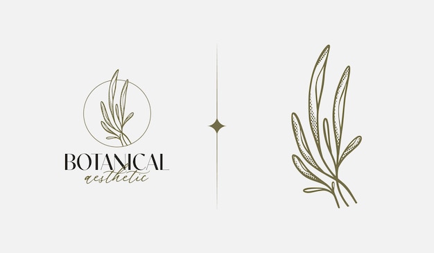 Leaf Flower Tree monoline Universal creative premium symbol Vector sign icon logo template Vector illustration