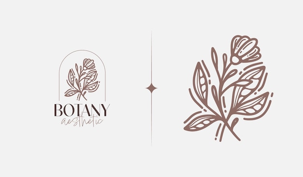 Leaf Flower Tree monoline Universal creative premium symbol Vector sign icon logo template Vector illustration