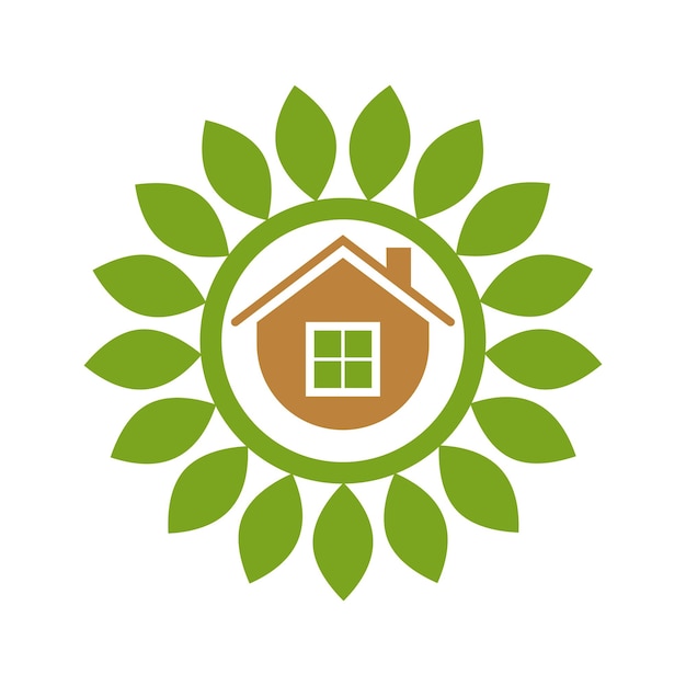 Leaf and green house logo template