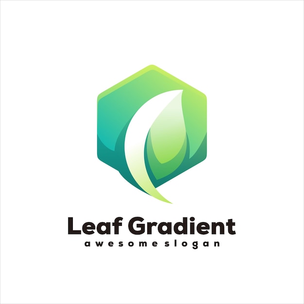 Leaf hexagon colorful logo illustration