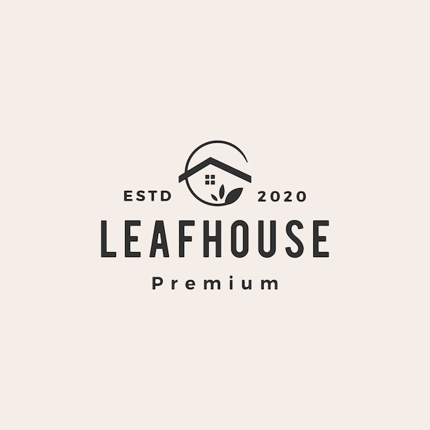 Leaf house home mortgage roof architect hipster vintage logo icon illustration