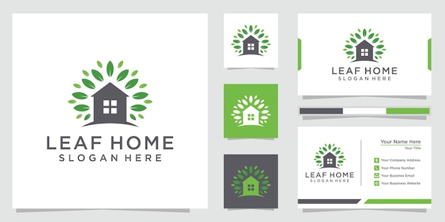 Leaf house logo and business card design