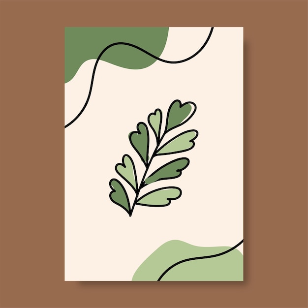 Leaf illustrations with abstract cover background Abstract Art design minimal and natural wall art