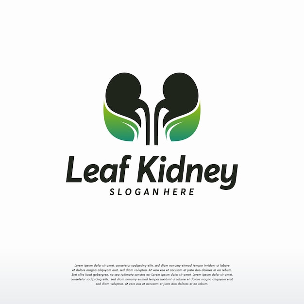 Leaf Kidney logo designs concept vector, Nature Kidney logo template