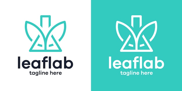 Leaf and lab logo design icon vector illustration