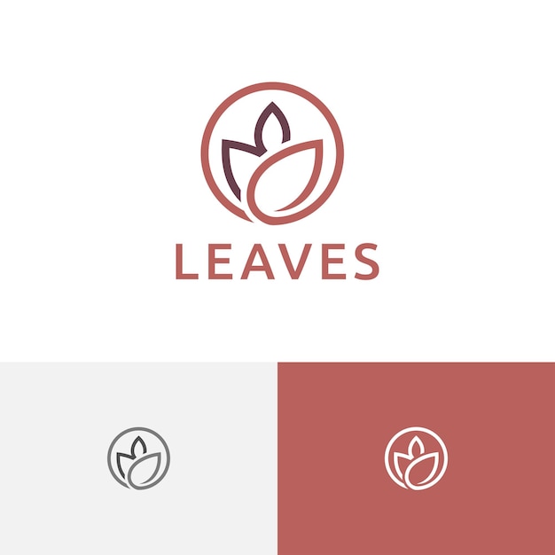 Leaf Leaves Circle Line Abstract Nature Logo Template