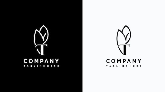 leaf letter t logo design