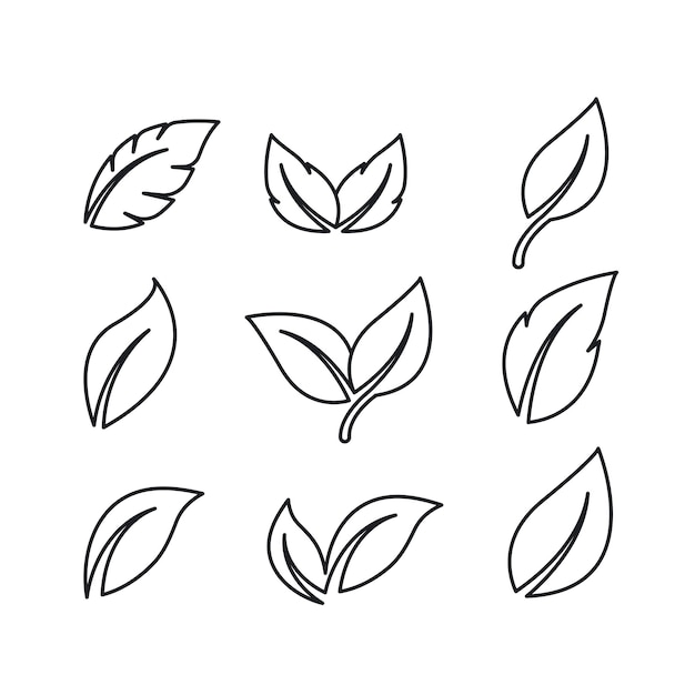 Leaf line element icon vector design template