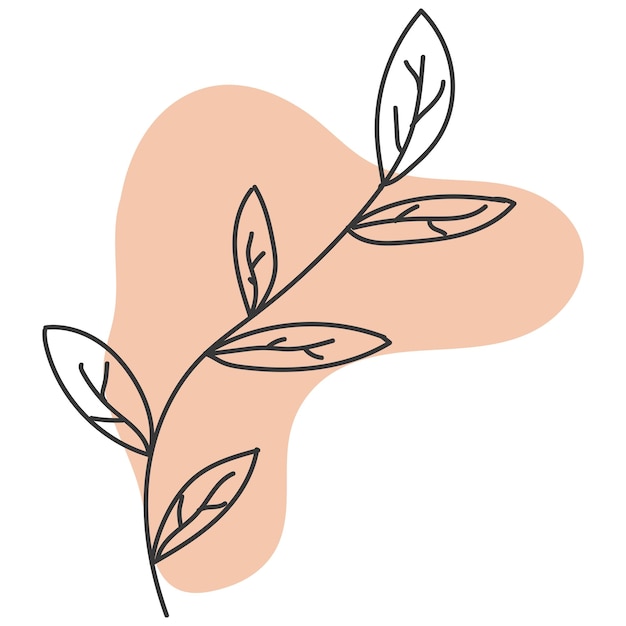 Leaf Line Hand Drawn Cute Illustration Pastel Color